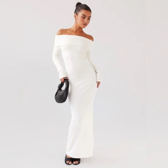 Peppermayo Off-Shoulder Long Sleeve White Dress - Picture 1 of 5